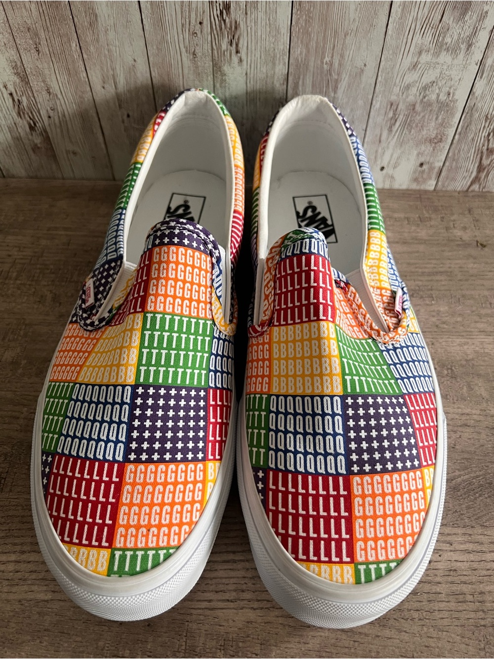 Vans Men’s LGBTQ Pride Slip-On Sneakers in Multi-Color Patchwork Size 12